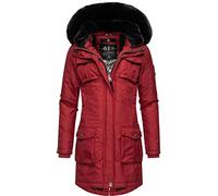 Navahoo Tiniis, caldo parka invernale da donna, con cappuccio rimovibile e borsa per la spesa extra, rosso sangue, S