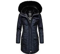 Navahoo Tiniis - Cappotto invernale da donna con cappuccio rimovibile, con borsa in tessuto, XS-XXL, blu navy, S