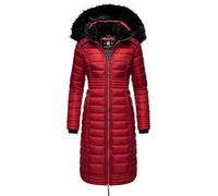 Navahoo Cappotto invernale da donna, caldo, trapuntato, lungo, con cappuccio, Umay, XS-XXL, rosso scuro, M