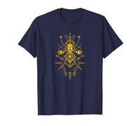 Navajo Totem Sri Yantra Sacra Geometria Maglietta, Uomo, Navy, L