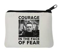 Navalny - Portamonete in neoprene con scritta "Courage in The Face of Fear", 10 x 11 cm, colore: Bianco