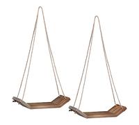 Navaris 2X Mensole a Sospensione - Set 2X Mensola Sospesa con Corda Juta - Mensole da Muro - Portaoggetti Galleggianti Design Rustico - Legno Acacia