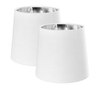 Navaris Set 2x Paralume Lampada Tessuto Bianco Interno Argentato - Para Lume Abatjour Luce da Tavolo Lampadina E14 -Paralumi Bianchi Ø172-137x152mm