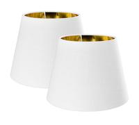 Navaris Set 2x Paralume Lampada Tessuto Bianco Interno Dorato - Para Lume Abatjour Luce da Tavolo Lampadina E27 - Paralumi Bianchi Ø220-153x162mm