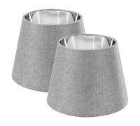 Navaris Set 2x Paralume Lampada Tessuto Grigio Interno Argentato - Para Lume Abatjour Luce da Tavolo Lampadina E27 - Paralumi Grigi Ø220-153x162mm