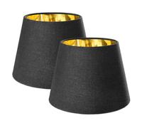 Navaris Set 2x Paralume Lampada Tessuto Nero Interno Dorato - Para Lume Abatjour Luce da Tavolo Lampadina E27 - Paralumi Neri Ø220-153x162mm