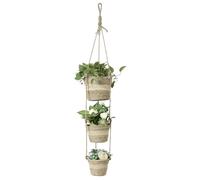 Navaris 3 Vasi Intrecciati - Porta Piante e Fiori da Appendere - Coprivaso con Corda - Portavaso e Corda di Juta - Copri Vaso per Piante e Vasi da Interno - Portavasi con 3 Colori