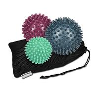 Navaris 3x Palline a Riccio per Massaggio - Set Palle Massaggianti Schiena Gambe Piedi 3 Misure Ø 6 7 8 cm - Sfere Spiky Balls Terapia Trigger Point