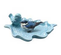 Navaris Abbeveratoio per Uccelli - Mangiatoia per Uccellini da Esterno in Ceramica - Beverino Decorativo Resistente al Gelo - Design a Forma di Foglia - Decoro Giardino con Uccellino