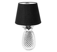Navaris Ananas Luce da Tavolo - Base Lampada Argento in Ceramica Argentata Paralume Nero Alta 40cm Funziona con Lampadine E27 - Silver Pineapple Lamp