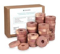 Navaris Anelli Antitarme in Legno - Antitarme Set x45 Dischi Cedro Anti Tarme Armadi - Profumo Repellente Naturale Contro Insetti per Abiti Profumati