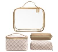 Navaris Beauty Case da Viaggio - Organizer Beauty da Viaggio 4 in 1 - Pochette per Trucchi Profumi e Prodotti Essenziali - Set per Viaggi in Treno Aereo e Auto
