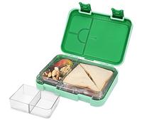Navaris Bento Box Porta Pranzo - Lunch Box 4/6 Scomparti - Porta Pranzo Piccolo ed Ermetico - Portapranzo Ufficio - Schiscetta Pranzo - Verde