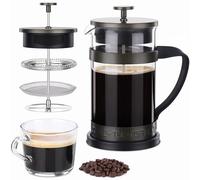 Navaris Caffettiera Francese - French Press 1000 ml per caffè Macinato - Caffettiera in Vetro Borosilicato Resistente al Calore - Teiera Retro con Filtro - Marrone