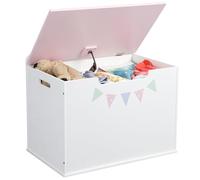 Navaris Cassapanca Porta Giochi Bambini - Baule Giocattoli in Legno - Cassapanca Bambini - Panca Cameretta Bambino Bambina - Contenitore Portagiochi per Cuscini Libri Vestiti