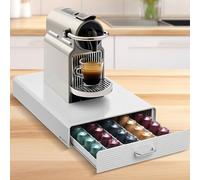 Navaris Cassetto Porta Capsule caffè - Compatibile con Nespresso Lavazza Bialetti - Contenitore 50 Capsule Ø 38 mm - Base Macchina caffè Espresso - Bianco