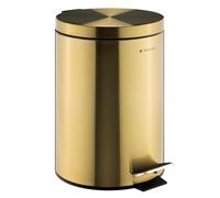 Navaris Cestino Bagno - Bidoncino Spazzatura 12 L - Pattumiera da Bagno Cucina e Ufficio - Cestino Rifiuti con Coperchio e Pedale - Bidone Umido con Secchio Interno Rimovibile - Oro