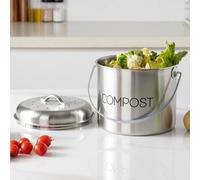 Navaris Compostiera da Cucina - Pattumiera Umido 3 L - Bidone Organico - Bidoncino Compost - Secchio con Coperchio per Scarti Alimentari - Cestino con 3x Filtro Carbone Antiodore