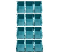 Navaris Contenitori Impilabili e Pannello Porta Attrezzi da Parete - Set di 12 Organizer Portautensili Minuteria e 4 Binario - Porta Utensili Modulari per Parete Attrezzata Officina Garage