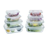 Navaris Contenitori in Vetro Ermetici per Alimenti - Set 6x Contenitore Microonde Freezer Lavastoviglie - con Coperchio - 4 Misure Rettangolari Impilabili