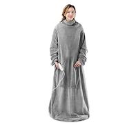 Navaris Coperta Termica con Maniche 195x125cm - Termocoperta Elettrica 150W Riscaldamento Regolabile Timer Telecomando 9 Livelli - Scalda Divano Snuggy - Grigio/Crema