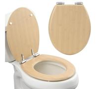 Navaris Copriwater - Tavoletta WC in MDF - 42,5 x 35,8 cm - Sedile Water con Cerniere Lega Zinco - Coperchio Toilet Seat - Design bambù