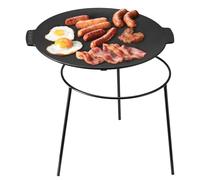 Navaris Disco per Cucinare sul Fuoco - Piastra in Ghisa con Piedini per Barbecue - Griglia in Ghisa Tonda con Gambe Rimovibili - Disco Barbecue Grigliata - Braciere e Piastra Circolare