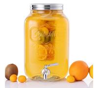Navaris Dispenser Acqua con Rubinetto - Dispenser Bevande Acqua Aromatizzata 8 L - Include Infusore Frutta e Contenitore Ghiaccio - Spillatore per Vino e Spritz