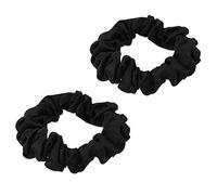 Navaris Elastico per Capelli in Vera Seta 16mm - Set 2x Elastici Scrunchie per Coda Cavallo Chignon Treccia - Fasce Elastiche Pettinature Donna - Nero