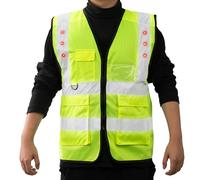Navaris Giubbotto Catarifrangente - Gilet da Lavoro Uomo Donna - Pettorina Moto Bici Auto - Alta Visibilità - Giubbotti Catarifrangenti Stradali - Pettorina Giallo Fluo - Taglia L