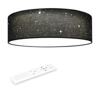 Navaris Plafoniera LED Soffitto 12W Rotonda Ø 32cm - Lampadario LED Dimmerabile - con Telecomando e Cambio Temperatura Colore - Design Effetto Stellato - Tessuto Grigio Scuro