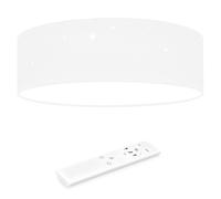 Navaris Plafoniera LED Soffitto 12W Rotonda Ø 32cm - Lampadario LED Dimmerabile - con Telecomando e Cambio Temperatura Colore - Design Effetto Stellato - Tessuto Bianco