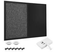 Navaris Lavagnetta Combinata Ardesia e Tessuto Punta-spilli - Combo-Lavagna Magnetica Nera e Bacheca 60x45cm con Gessi Magneti e Puntine - Memo-Board