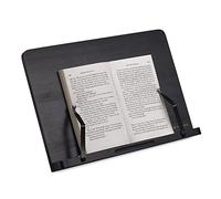 Navaris Leggio Portalibri Tablet e-Reader Libri Cartacei 34 x 24cm - Espositore Legno per Libro Cucina Supporto PC - Cavalletto Inclinazione Regolabile - Nero
