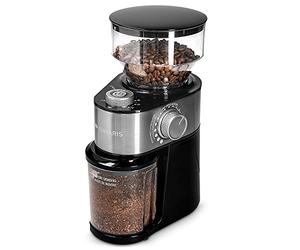 Navaris Macinacaffè Elettrico - Macina Caffè Regolabile 200 W - Macinino Trita Chicchi 250 g - Coffee Grinder per Macchinetta del Caffè - Argento