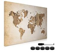 Navaris Memo Board Lavagna Magnetica 40x60cm - Lavagnetta Scrivibile Cancellabile con 1x Pennarello e 5X Calamite - Bacheca Design World Map
