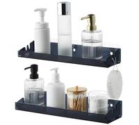 Navaris Mensole da Muro - Set di 2 x Mensola da Muro - Mensole da Parete in Acrilico - Design Senza Foratura - Accessori Bagno Doccia Cucina - Antiruggine e Moderno - Nero