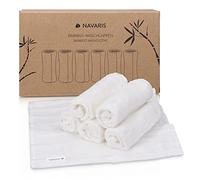 Navaris Mini-Asciugamani in Viscosa di Bambù - 25 x 25 cm - Set 6x Asciugamano Neonato e Cura Viso Bambini - Salviette Tessuto Lavabili 30°C - Bianco