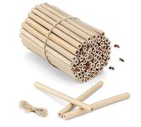 Navaris Nido Insetti - Set di 60 Cannucce Bambù - Casetta Allevamento Farfalle Coleotteri Api Coccinelle - Lunghezza 15 cm - Bastoncini Hotel per Insetti