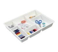 Navaris Organizer Cassetti Scrivania - Divisori per Cassetti Ufficio e Comodino - Organizzatore Trucchi per Cassetto - Svuotatasche in Feltro - 40,5 x 30,5 x 6 cm - Bianco