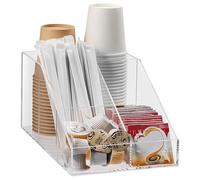 Navaris Organizzatore Caffetteria - Porta Cialde e Capsule da Caffè - Angolo Bar per Casa - Organizer Portacialde Bustine The Tisane - 4 Scomparti per Bicchieri Posate e Zucchero