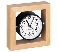 Orologio da Tavolo 13,2x13,2x4,3cm - Orologio Scrivania Legno Marrone Chiaro - Quadrante Bianco Numeri Grandi - Orologio Moderno Silenzioso Quadrato