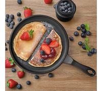 Navaris Padella per Pancake e Crepes - Crepiera in Ghisa Ø 25 cm - Piastra per Piadina - per Fornelli a Induzione e a Gas - Bistecchiera per Barbecue Forno Griglia