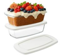 Navaris Pirofile da Forno - 2x Pirofila con Coperchio da 1,8 L - Teglie in Vetro Borosilicato - Teglia Rettangolare per Forno Microonde Lavastoviglie - Set Impilabile