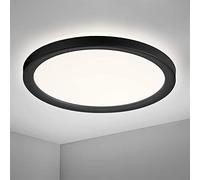 Navaris Plafoniera LED da Soffitto Tonda - Lampadario Moderno Tondo Ø 19cm - Effetto Retro-illuminazione - Decorazione Illuminazione - Contorno Nero