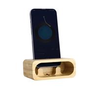 Navaris Porta Cellulare da Tavolo - Supporto con Funzione Amplificatore - con Spazio per Cavo di Ricarica - Appoggia Telefono da Scrivania in Bambù
