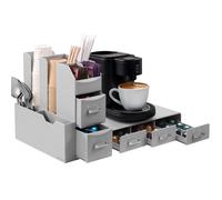 Navaris Porta Cialde - Contenitore Capsule - Cassetto sotto Macchina Caffe - Portacialde da caffè - Porta Bicchierini Zucchero e Palette - Organizer Angolo Caffe Cucina - Grigio
