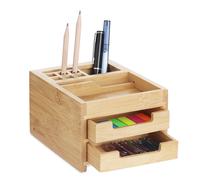 Navaris Porta Oggetti Scrivania in Legno 12,7x15x9,4cm - Bamboo Desk Organizer Portacancelleria Portapenne Portamatite - Smart Working Casa Ufficio