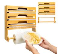 Navaris Porta Pellicola e Alluminio da Appendere - Dispenser Rotoli Cucina con Taglierina - Organizer Portarotoli Cucina per Parete e Cassetto - Porta Rotoli Alluminio Pellicola Carta Forno