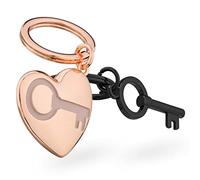 Navaris Portachiavi Puzzle Heart - Coppia Cuore Chiavetta - Porta Chiavi Metallo Antracite con Anelli Portachiave - Keychain Zinco Oro Rosa e Grigio